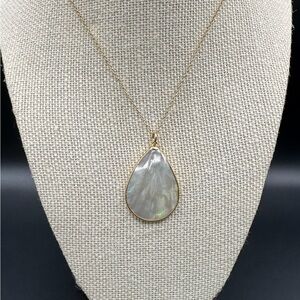 Elegant Mother of PearlTeardrop Pendant Necklace on 14k Gold Fill Chain